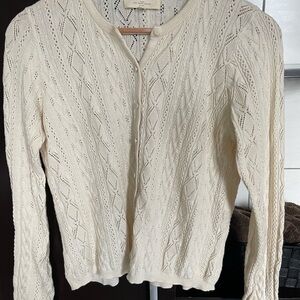 Sézane Ruben Cream Knit Button-Front Cardigan